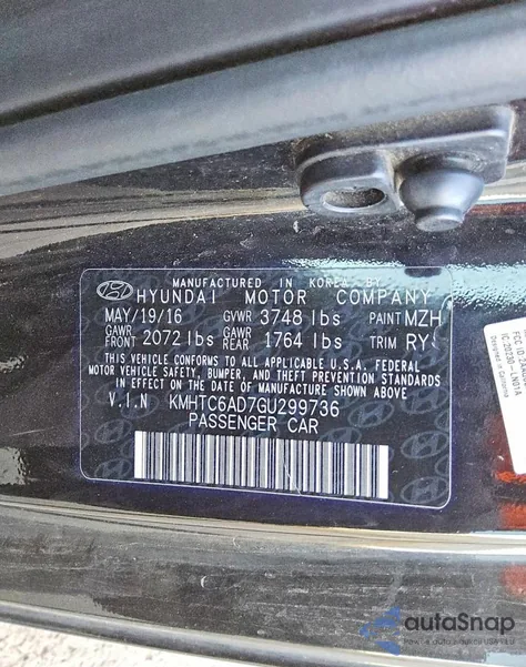 2016 Hyundai Veloster z USA, uszkodzony, nr VIN KMHTC6AD7GU299736